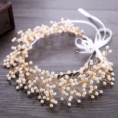 Faux Pearl Hair Band Hair Ornaments Rose Golden Wedding Headwear