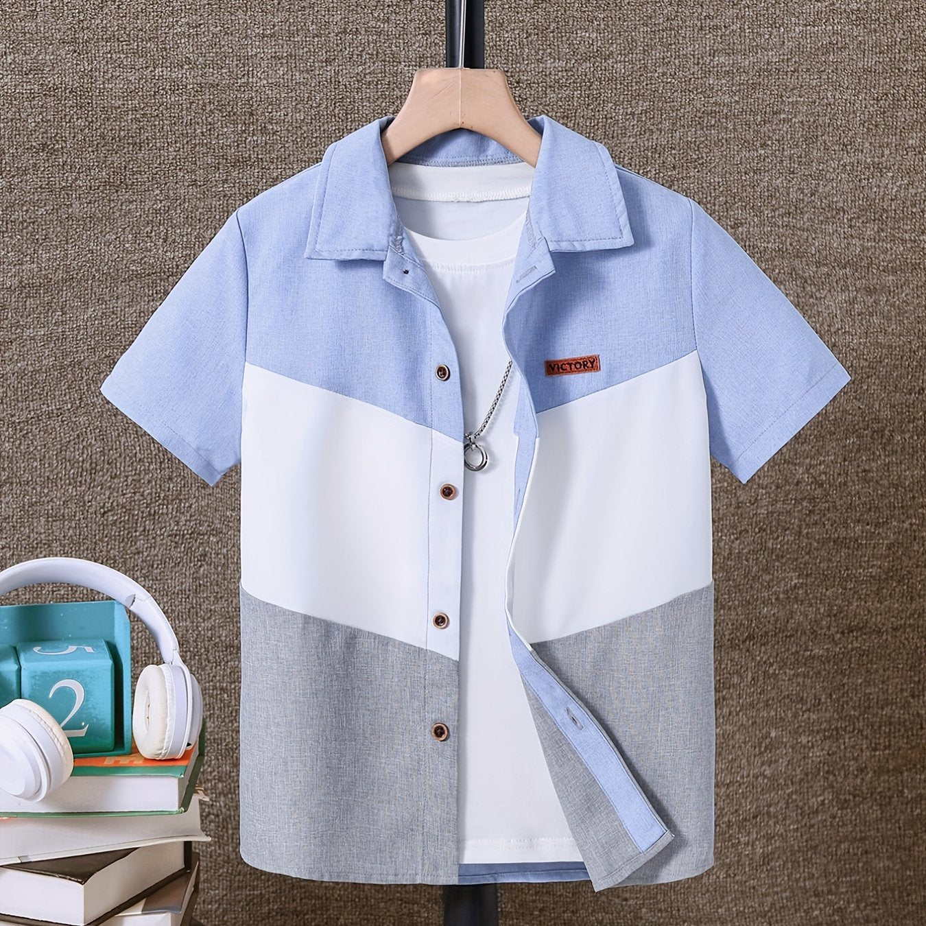 Boys Creative Lapel Shirt for Summer Outdoor