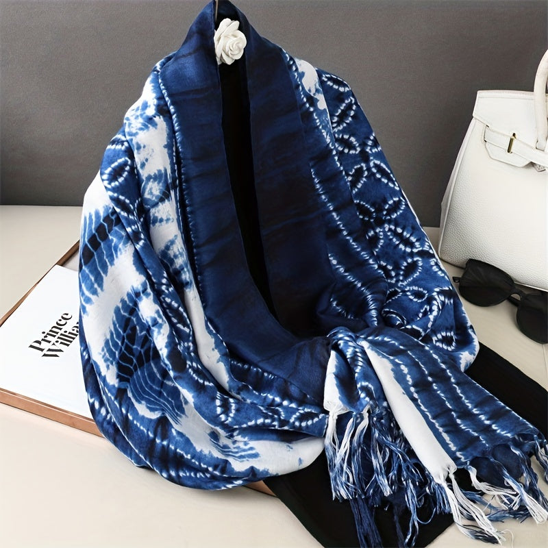 Men's Dark Printed Casual Scarf With Beard