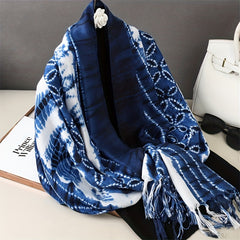 Men's Dark Printed Casual Scarf With Beard