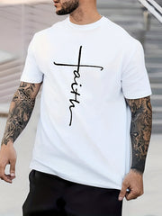Faith Anchor Print Men's Graphic Crew Neck Tee