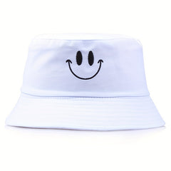 Happy Face Embroidery Bucket Hat Sun Protection Sunshade Hat
