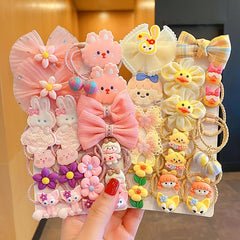 Girls Hair Tie Flower Bow Bunny Stretch Rubber Bands Hair Rope Hair Bands
