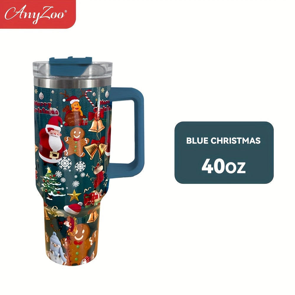 Anyzoo 40oz Christmas Stainless Steel Water Cup Leakproof Bottle