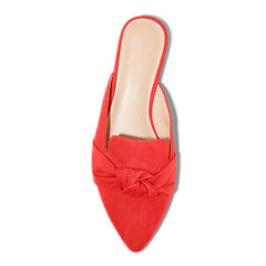 Bowknot Flat Mules Pointed Toe Slip On Loafers