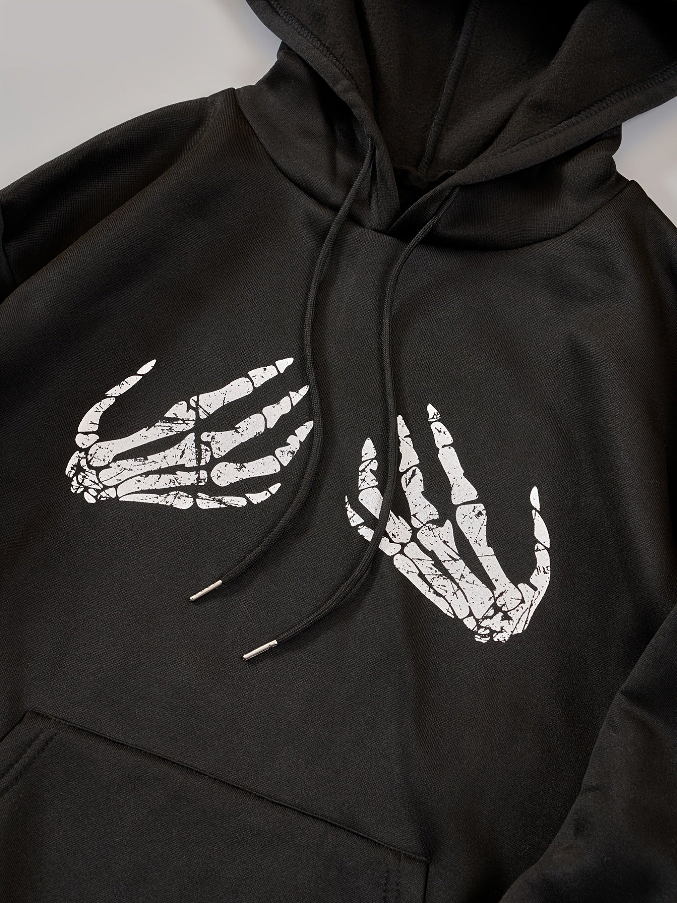 Skeleton Hand Print Hooded Sweatshirt