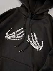 Skeleton Hand Print Hooded Sweatshirt