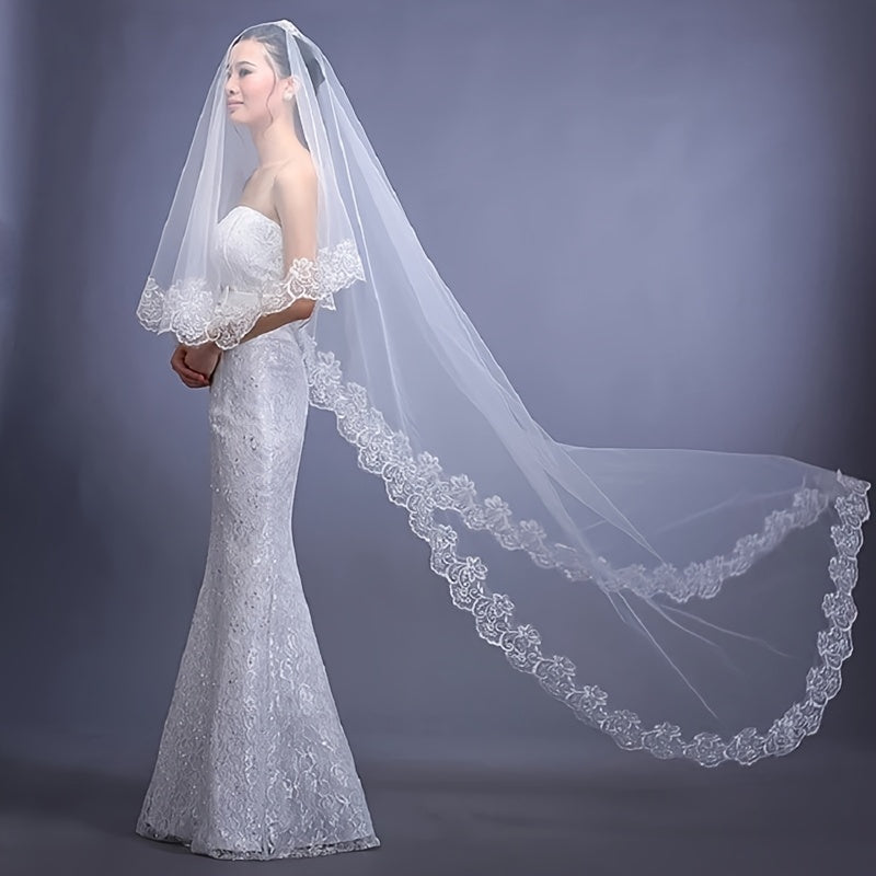 Bridal Lace Veil Floral Single Layer Headcloth Wedding