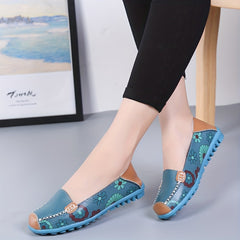 Women's Floral Loafers Slip On Flat Shoes Soft Sole Casual Walking Shoes