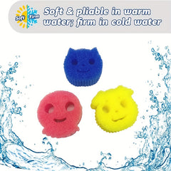 3pcs Cartoon Kitchen Cleaning Sponge And Scrubber, Anti-odor Dishwashing Sponge
