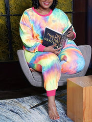 Tie Dye Top & Joggers Set Long Sleeve Pullover Outfit