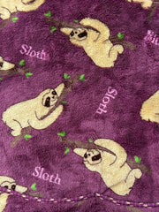 Sloth Print Fleece Robe Hooded Blanket