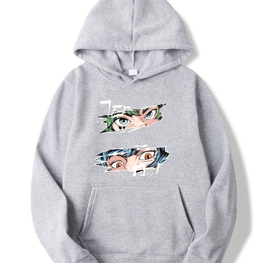 Anime Eyes Print Boys Hooded Sweatshirt