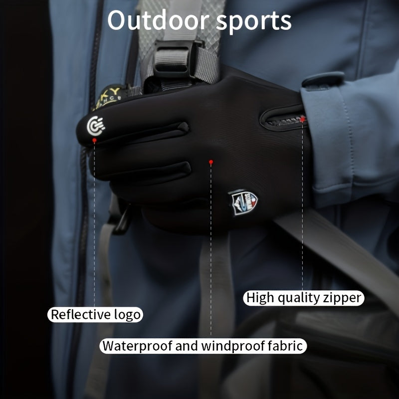 Outdoor Windproof Non-slip Gloves Plus Velvet Warm Touch Screen Gloves