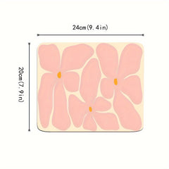 Pink Floral Small Desktop Mouse Pad Office Home Computer Accessories