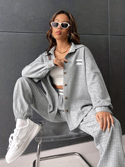 Casual Two piece Set Button Front Shirt & Jogger Pants