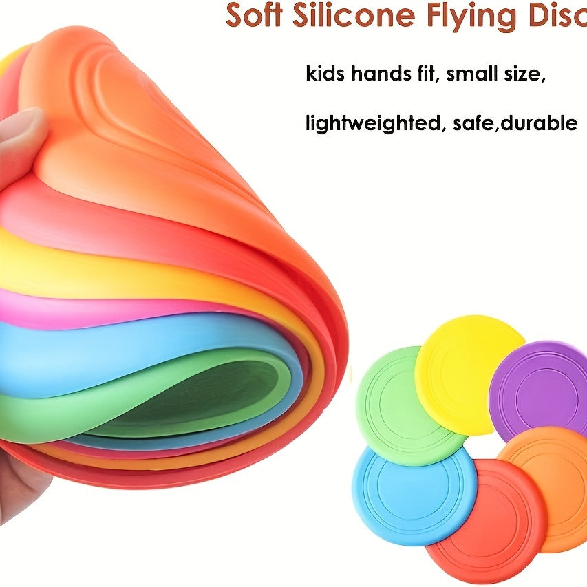 6pcs Soft Silicone Colorful Flying Disc Toy Outdoor Game