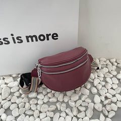 Vintage Crossbody Bag Faux Leather Chest Purse Solid Fanny Pack for Travel