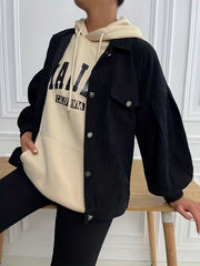 Corduroy Button Up Jacket Long Sleeve Outwear