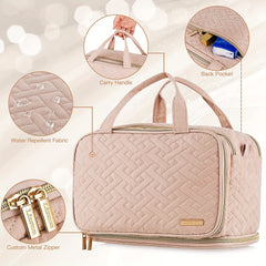 Large Capacity Toiletry Bag Portable Cosmetic Organizer Pink