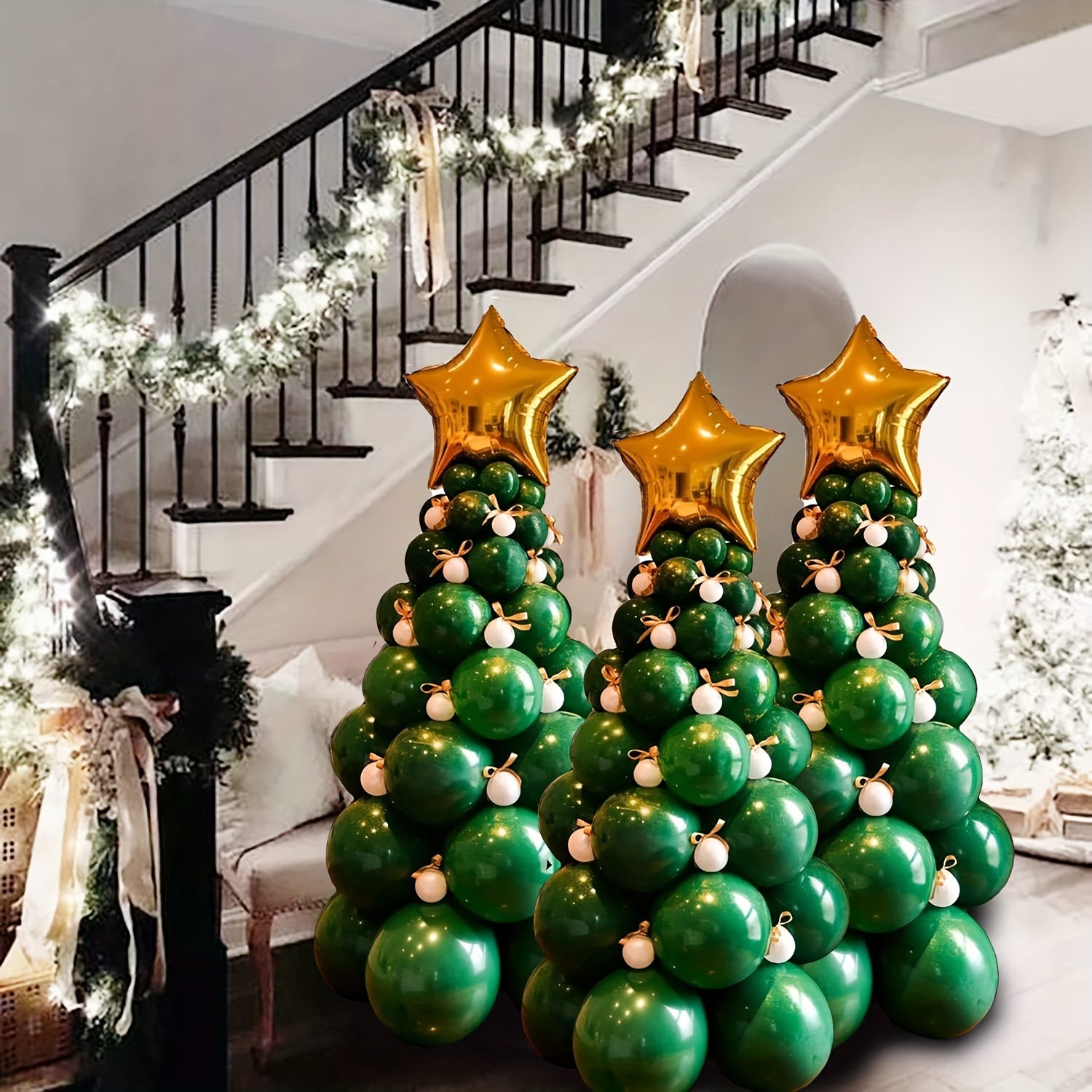 Christmas Party Balloon Kit Green Foil & Latex Balloons