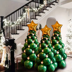 Christmas Party Balloon Kit Green Foil & Latex Balloons
