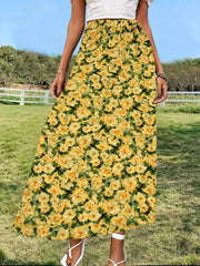 Floral Print Elastic Waist Skirt for Women