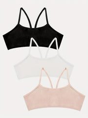 3pcs Girl's Cross Straps Bralette Multiple Colors