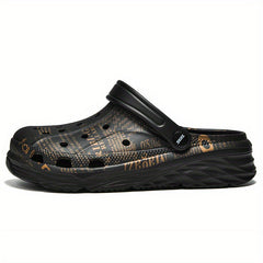 Men's Graffiti Print Lightweight Clogs Hollow Out Garden Shoes