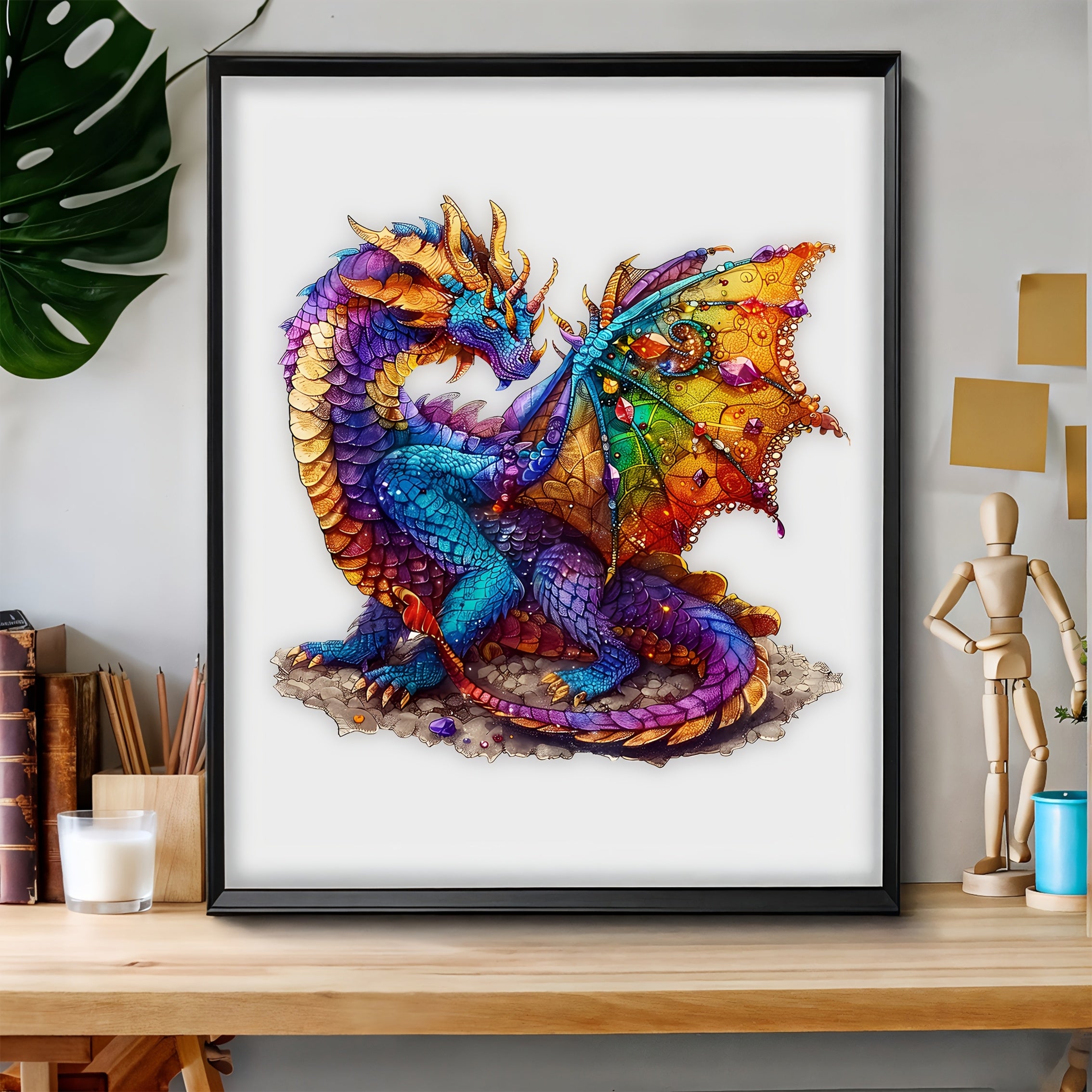 Gemstone Dragon Wooden Puzzle Irregular Animal Shape Jigsaw Game
