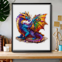 Gemstone Dragon Wooden Puzzle Irregular Animal Shape Jigsaw Game