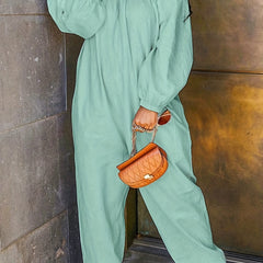 Solid Off Shoulder Jumpsuit Casual Long Sleeve Jumpsuit