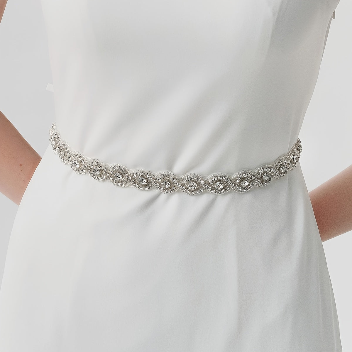 Hand-Stitched Rhinestone Girdle Bridal Belt for Wedding Dress