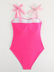 Colorblock Tie Shoulder One Piece Swimsuit
