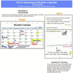 82pcs Weekly&Monthly Planner & 6 Hole Budget System Refill