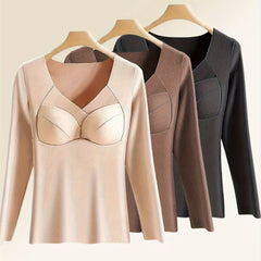 3pcs Long Sleeve Thermal Tops V Neck Padded Base Top