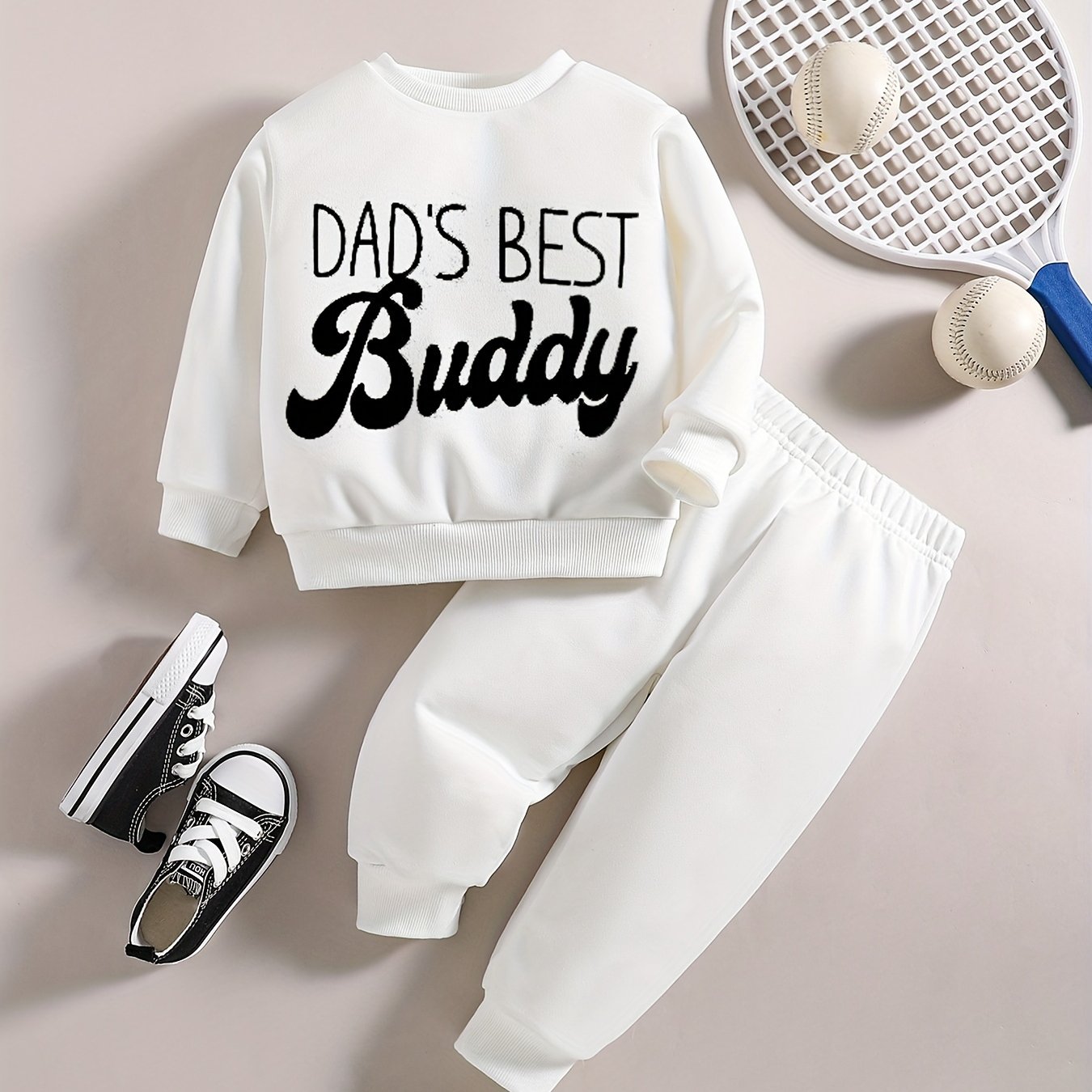 Baby Boy Casual Suit Letter Print Graphic Sweatshirt Pants Set Kids Clothes