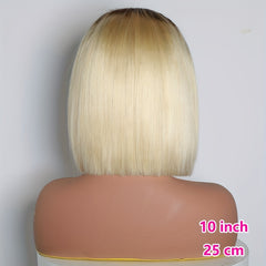 Brazilian 13x4 Lace Front Human Hair Wig Straight Bob Ombre Blonde