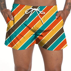 Colorful Diagonal Strip Swim Trunk Men s Swimwear
