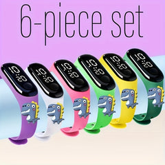 6pcs LED Dinosaur Figurine Watch Set for Kids Birthday