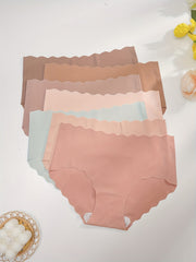 7pcs Scallop Trim Briefs Stretchy Intimates Panties Women's Lingerie