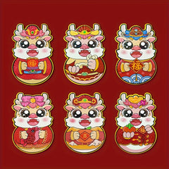 6pcs Spring Zodiac Cartoon 3D Red Envelope