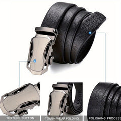 Men's Leather Edging Sports Car Style High Waist Pants Belt