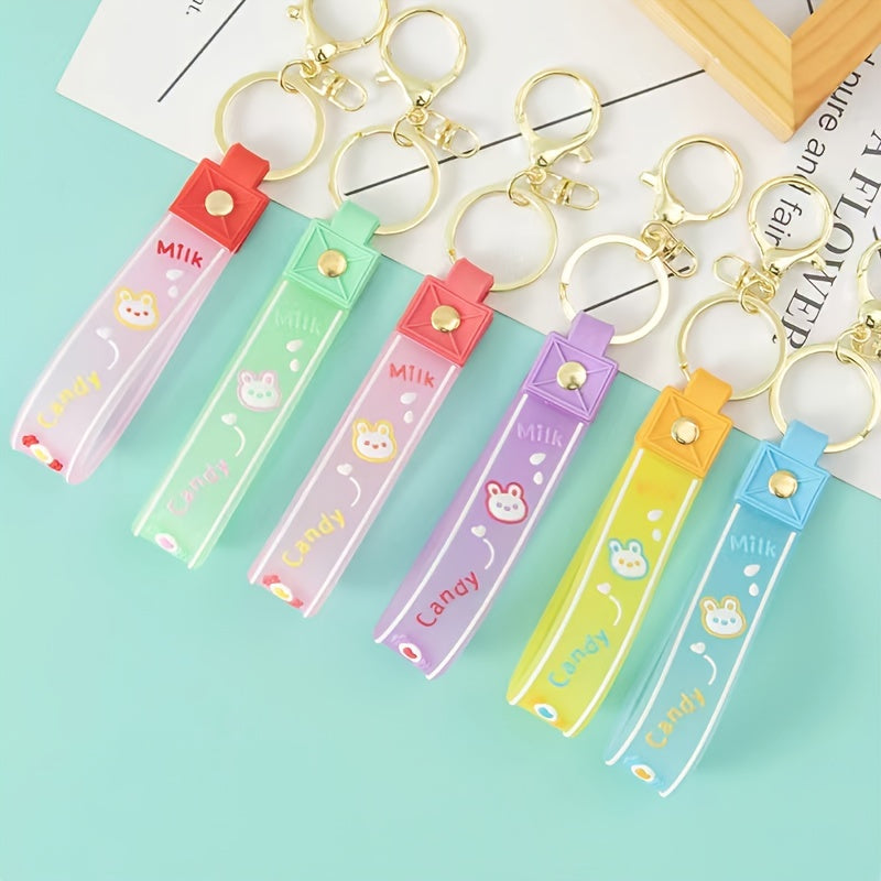 Cartoon Rainbow Lanyard Hand Strap Keychain Bag Car Key Pendant