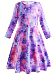 Sweet Girls Fish Scale Long Sleeve Dress for Party