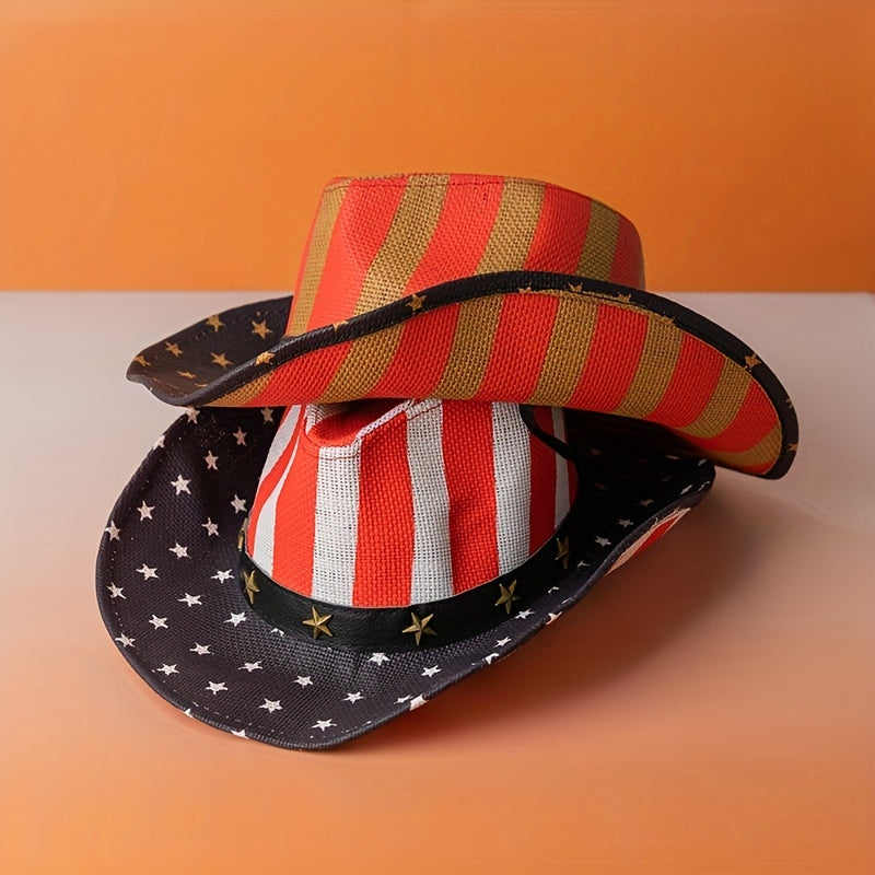 American Flag Sailor Vintage Cowboy Hat Summer Sunshade Outdoor Western