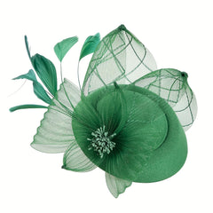Women Flower Feather Hair Clip Head Piece Horse Race Wedding Hat