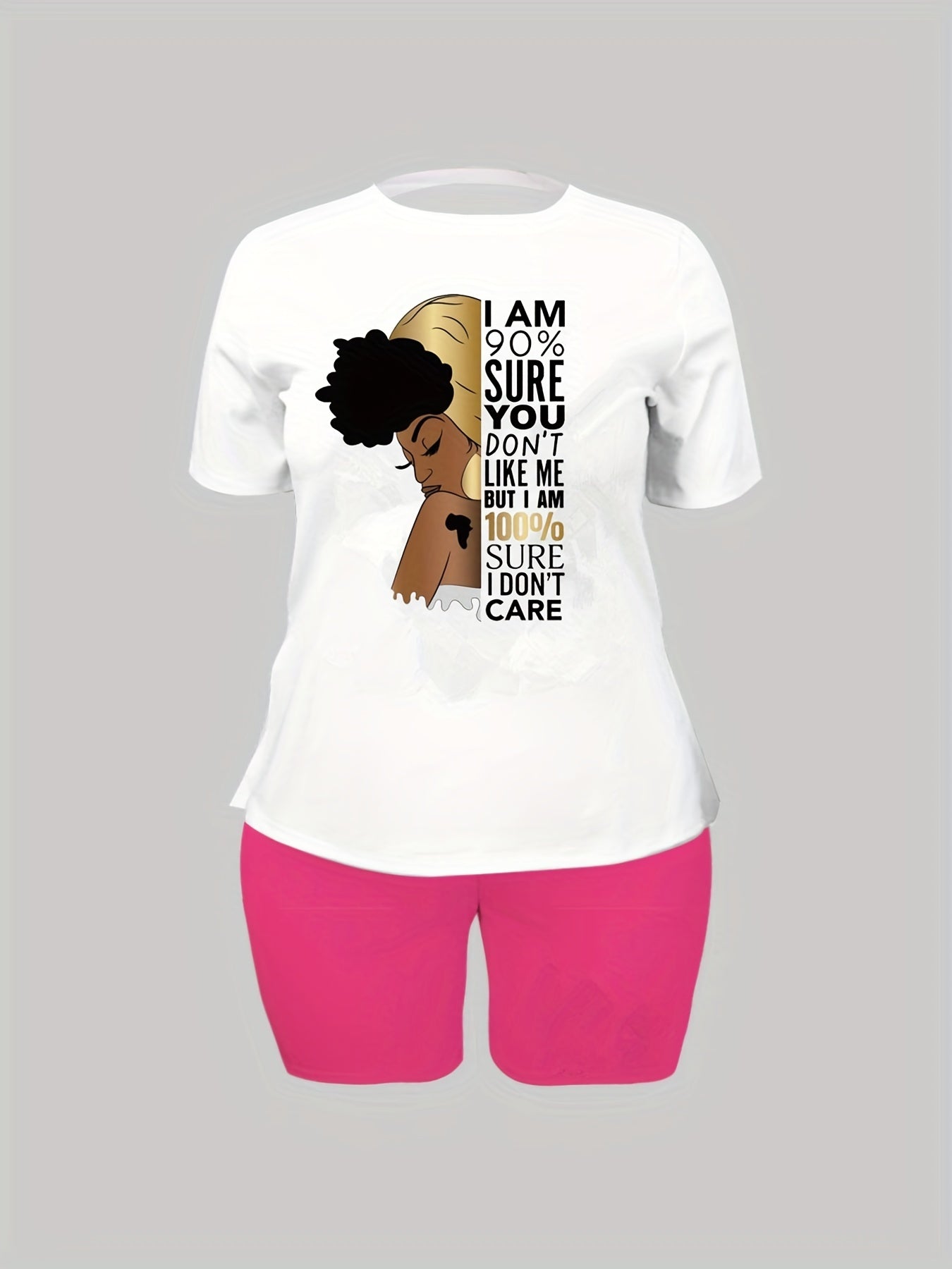 Cartoon Figure Print Top & Shorts Set
