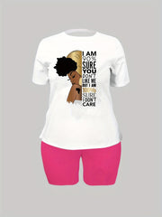 Cartoon Figure Print Top & Shorts Set