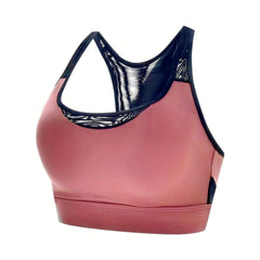 Mesh Stitching Sports Bra Comfy & Breathable Hollow Out Workout Bra